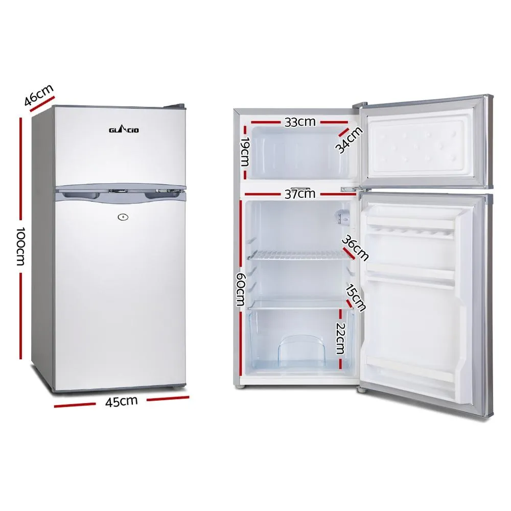 100L Upright Fridge Freezer 12v24V240v Silver