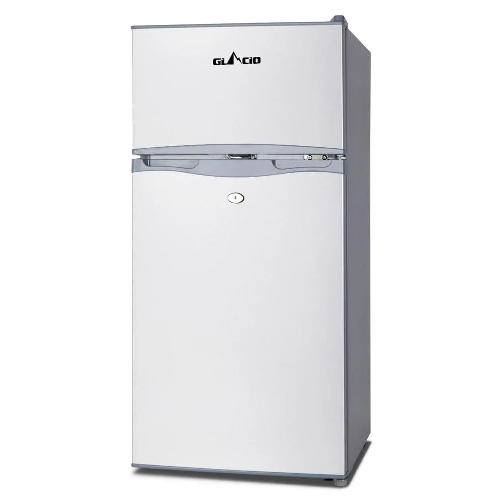 100L Upright Fridge Freezer 12v24V240v Silver
