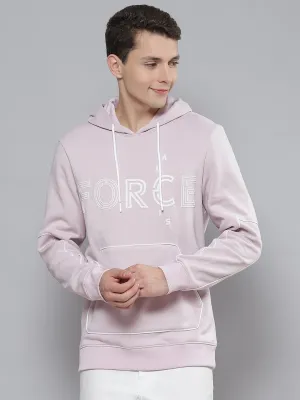 Alcis Men Lavender & White Printed Hooded Sweatshirt
