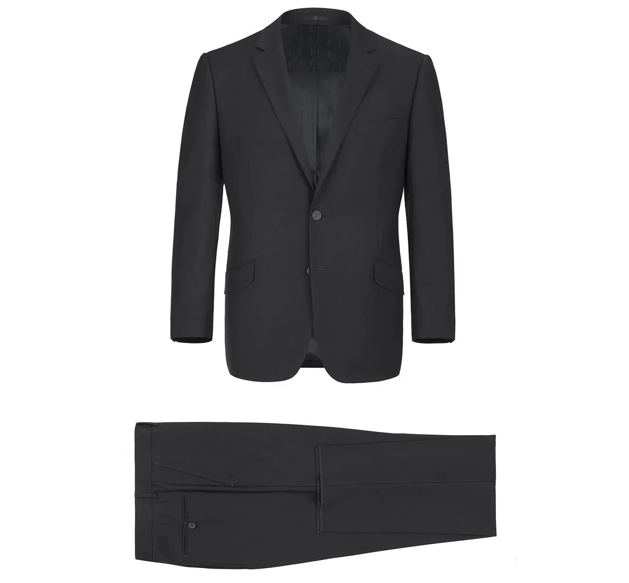 Alessandro Vitello by Renoir Black 2-Piece Slim Fit Single Breasted Notch Lapel Suit 201-1