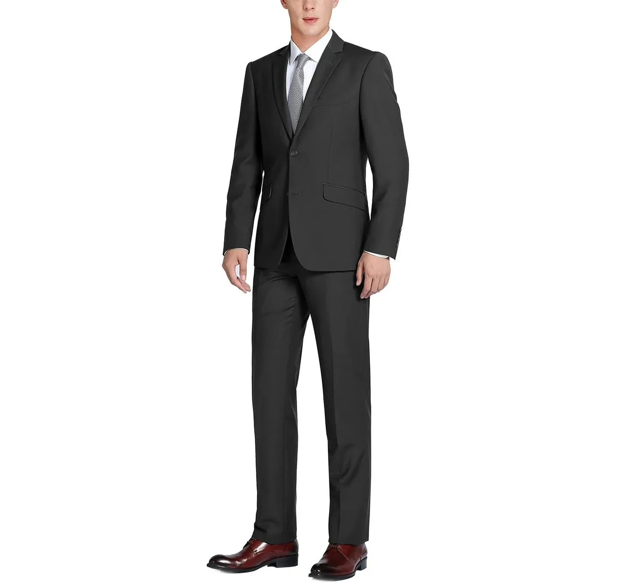Alessandro Vitello by Renoir Black 2-Piece Slim Fit Single Breasted Notch Lapel Suit 201-1