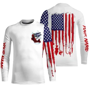 American flag Bass fishing personalized patriotic UV Protection Kid long sleeve Fishing Shirts NQS5457