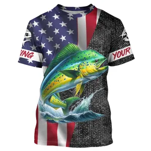 American Flag Mahi Mahi (Dorado) Fishing Custom performance Fishing T-Shirts NQS7885