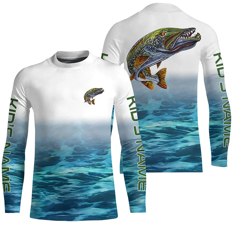 Angry Pike Fishing Custom Long Sleeve Fishing Shirts, Pike Tournament Fishing Jerseys IPHW6134