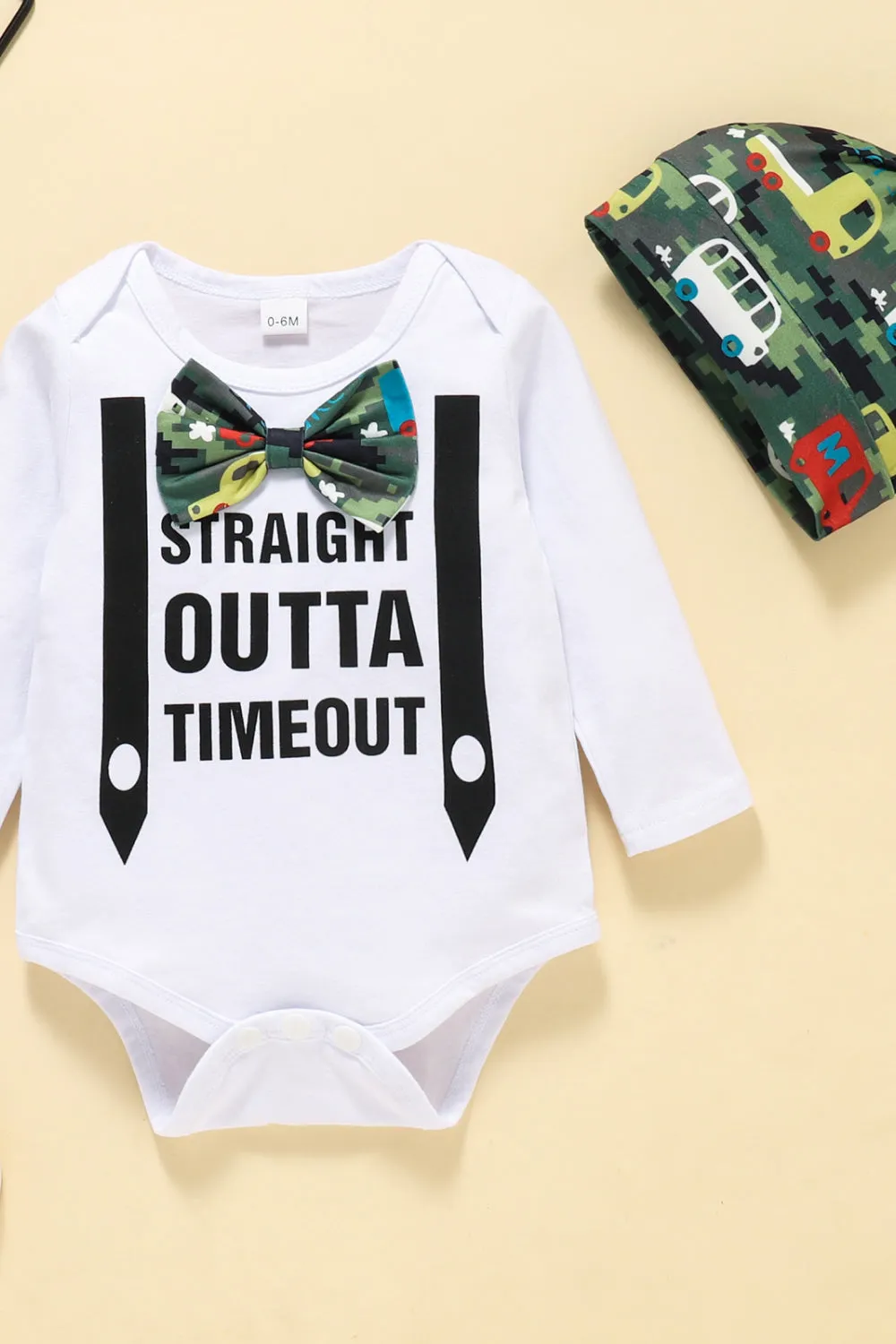 Baby Boy Graphic Bodysuit and Car Print Pants Set