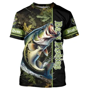 Bass fishing Green camouflage Custom sun protection Fishing T-shirts NQS6608