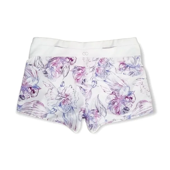 CALIA by Carrie Underwood Anywhere Trim Detail Athletic Shorts Floral Purple