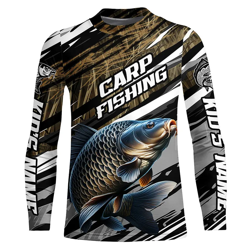 Carp Fishing Grass Camo Custom Long Sleeve Shirts, Carp Uv Fishing Jerseys IPHW6082