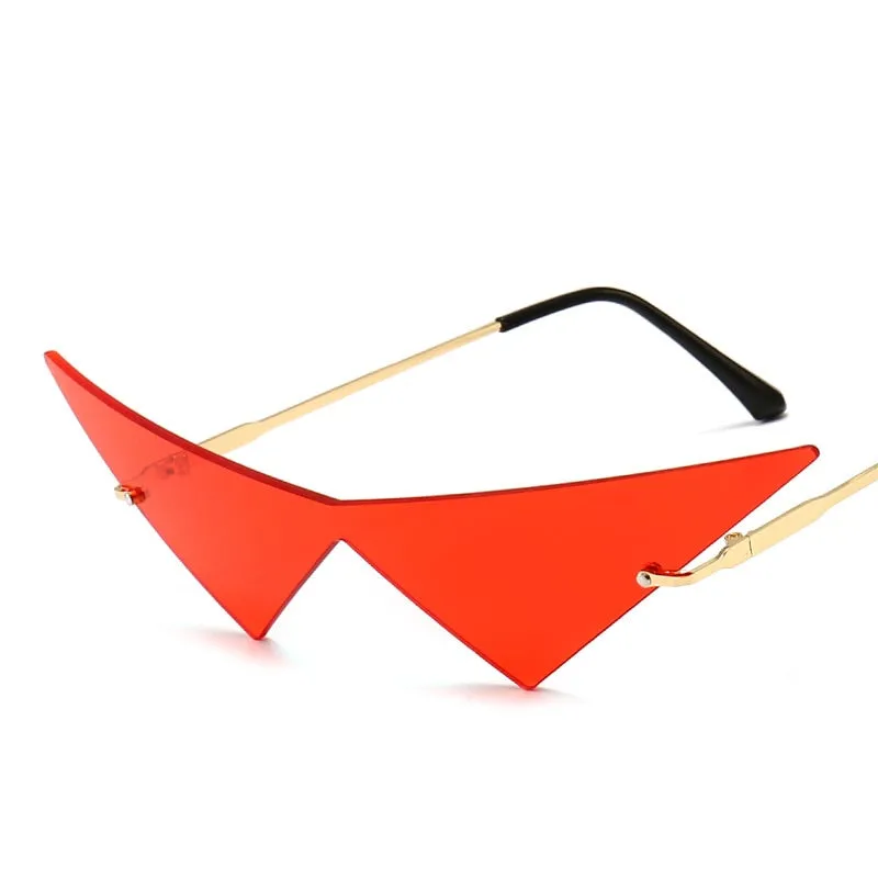 Cat Eye Rimless Triangle Sunglasses with UV400 Protection