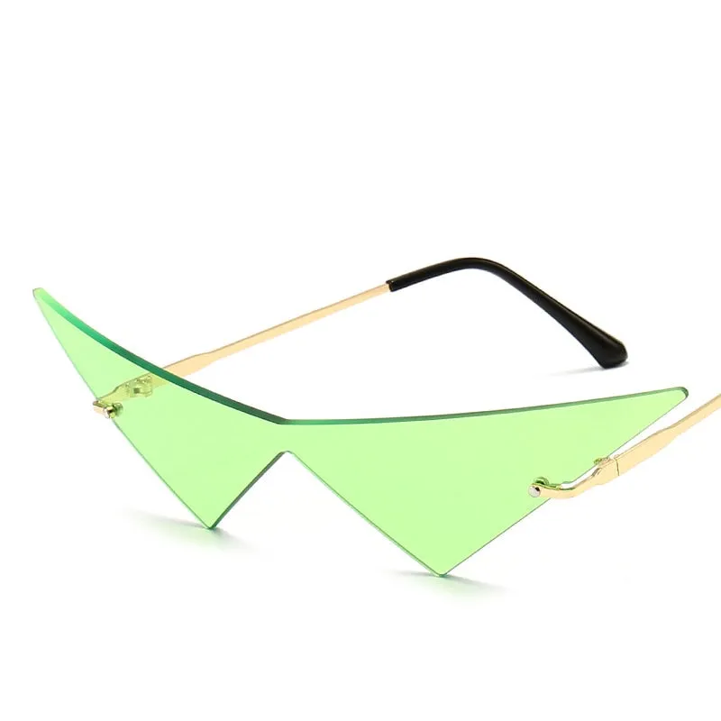 Cat Eye Rimless Triangle Sunglasses with UV400 Protection