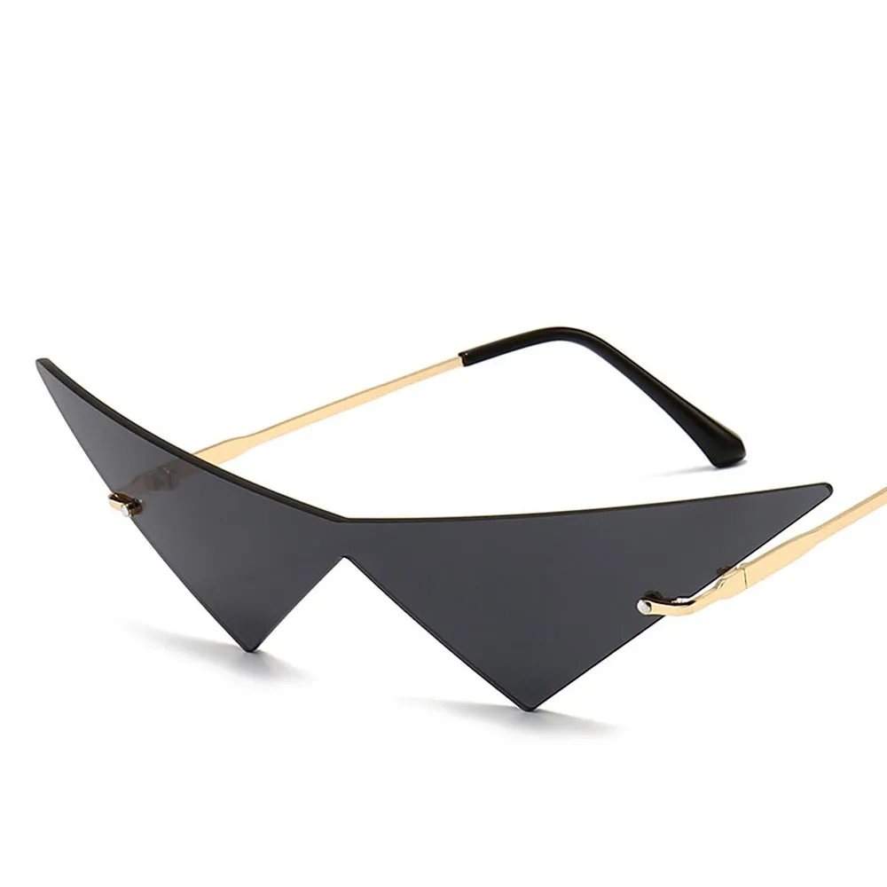 Cat Eye Rimless Triangle Sunglasses with UV400 Protection