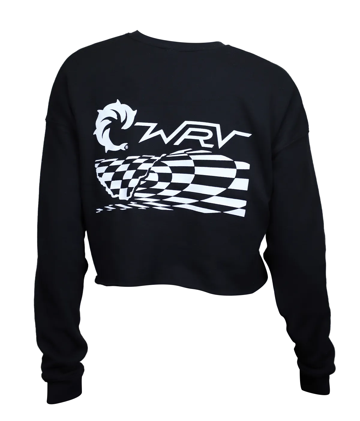 Checker Wave Ladies Crop Crew Sweatshirt