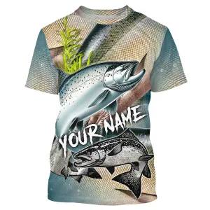 Chinook salmon King salmon fishing scales Custom name fishing jerseys | Tshirt - NPQ866