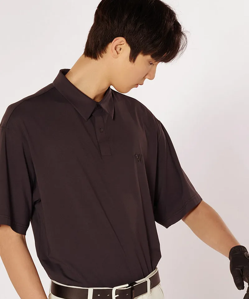 CREVE NINE: Men's String UV Protection Collar T-Shirt - Black