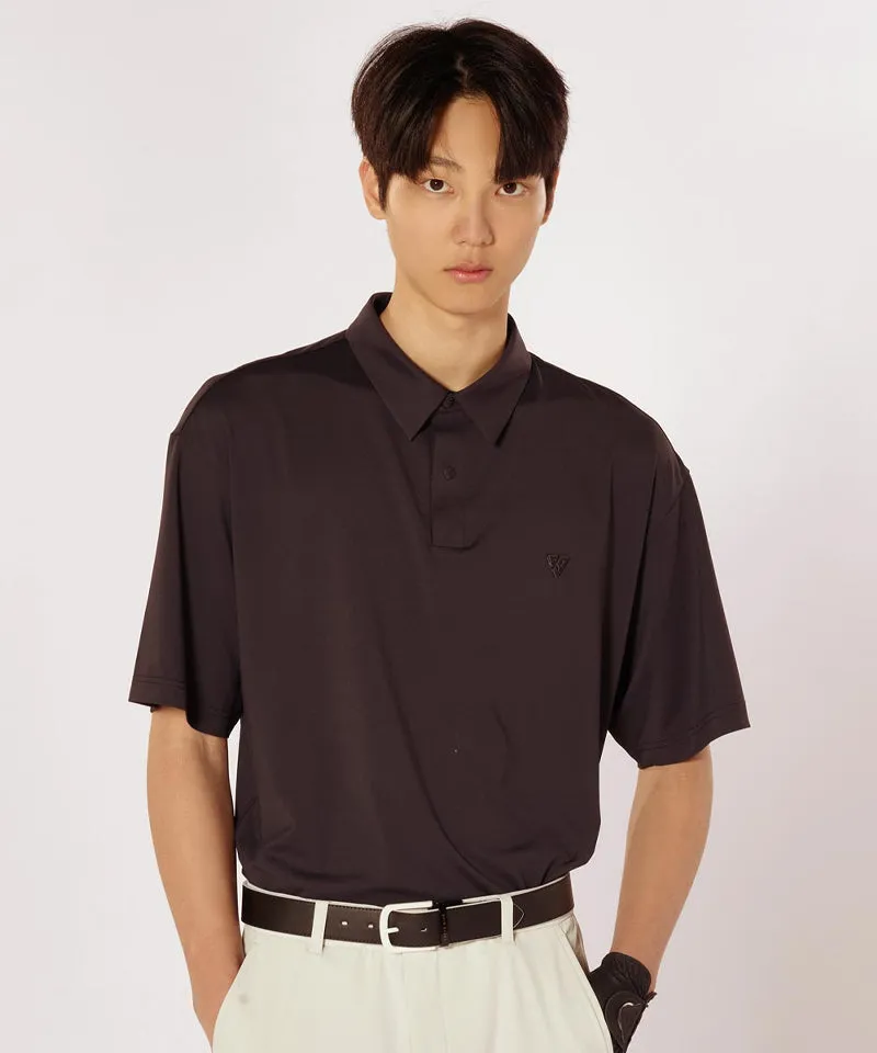 CREVE NINE: Men's String UV Protection Collar T-Shirt - Black