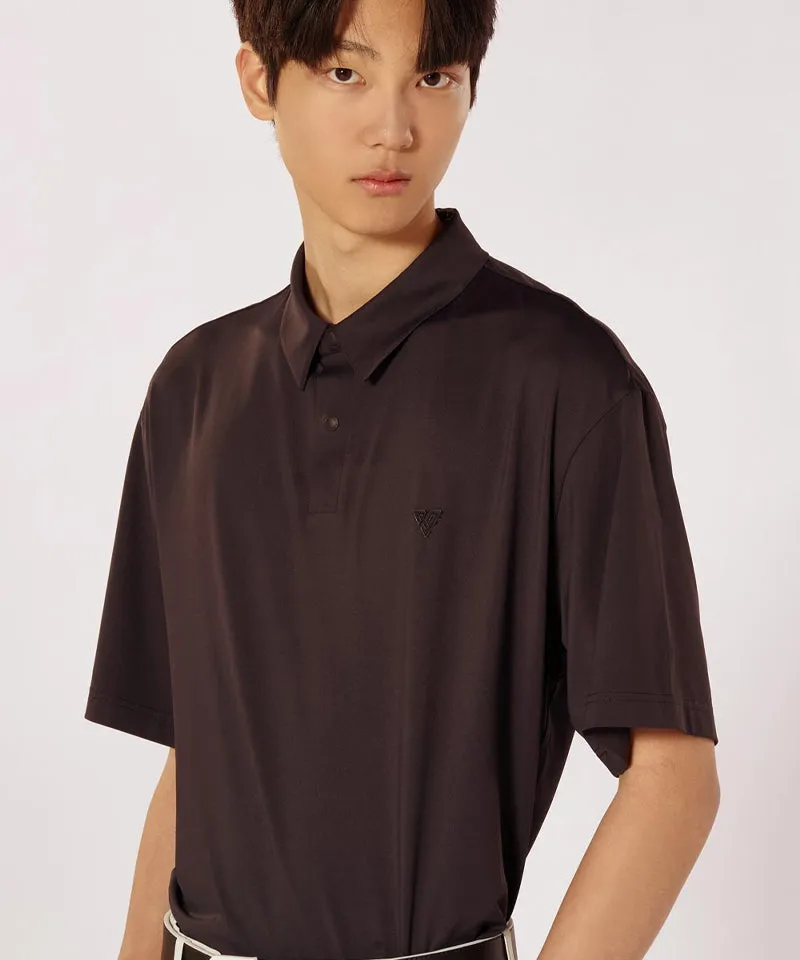 CREVE NINE: Men's String UV Protection Collar T-Shirt - Black