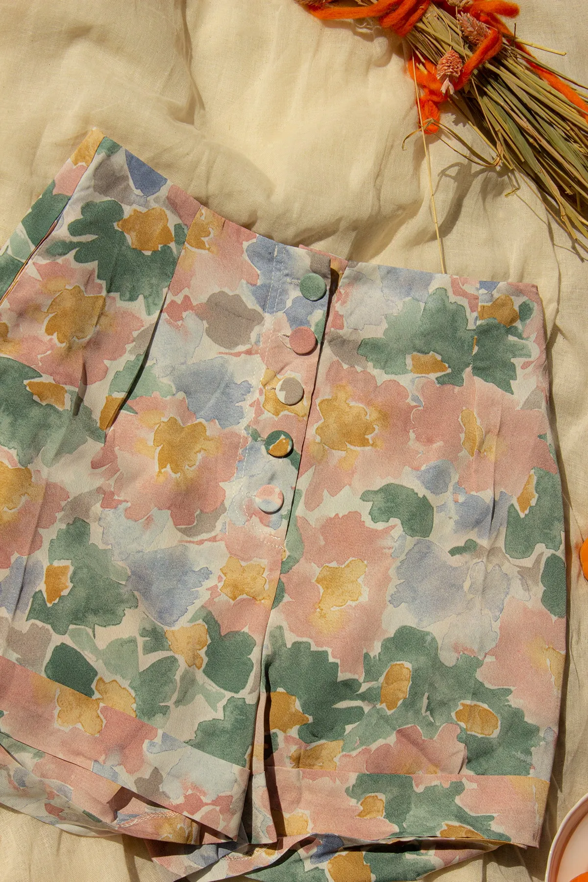 Floral High Waisted Floaty Shorts