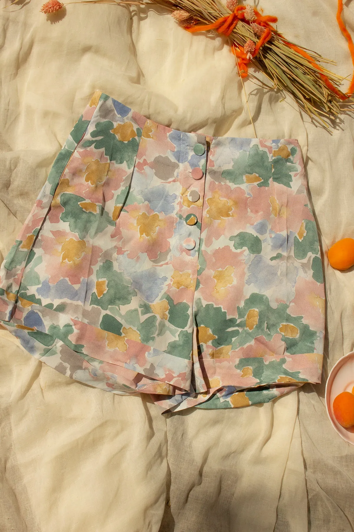 Floral High Waisted Floaty Shorts