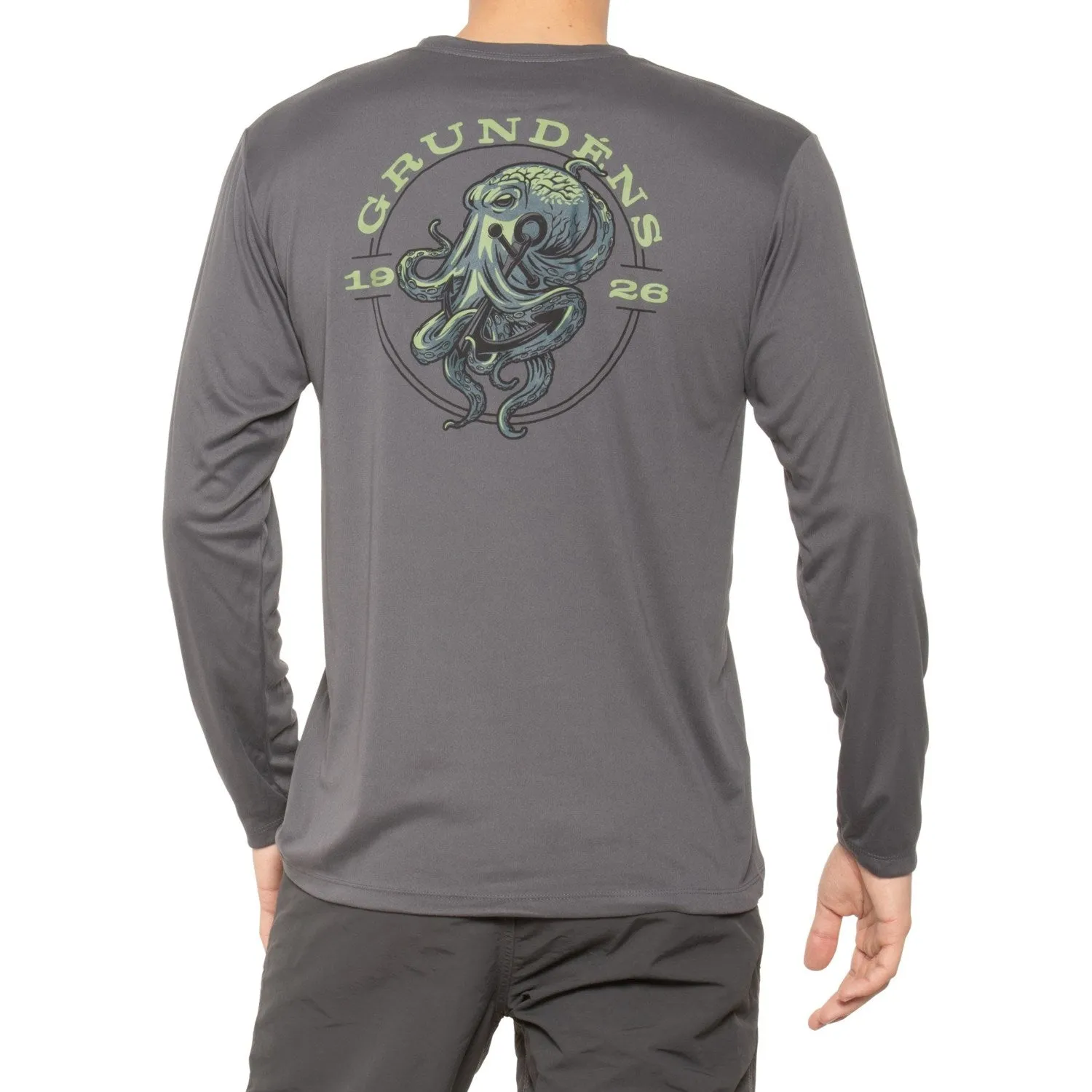 Grundens Tech T-Shirt - Kraken Print, Long Sleeve