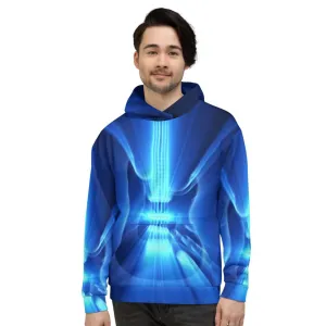 Guitar God Rays Bright Blue STR All-Over Print Hoodie
