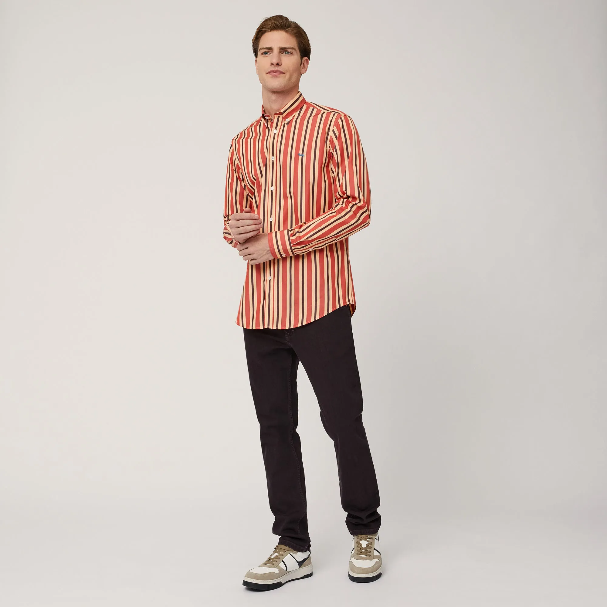 Harmont & Blaine Vertical Stripe Shirt - Orange