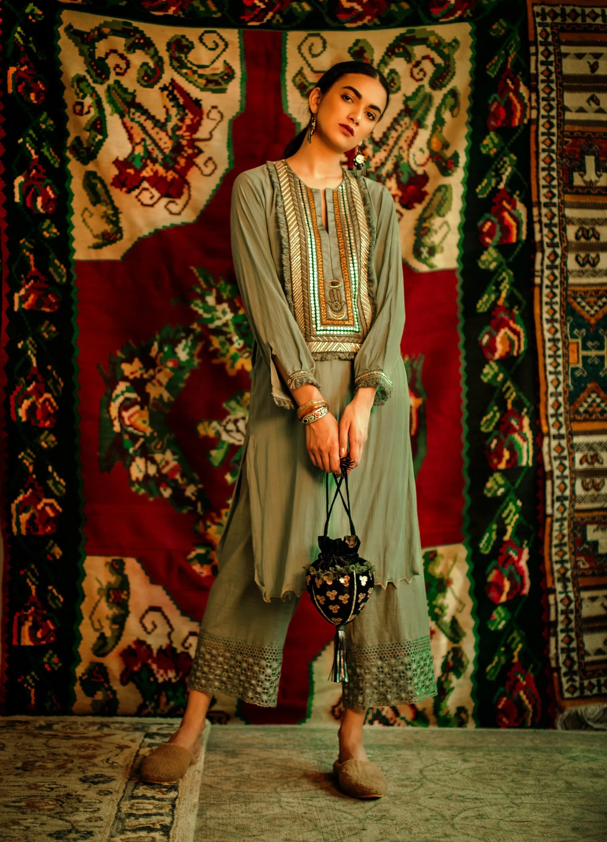 Heirloom  -   embroidered-hem-lace-pants