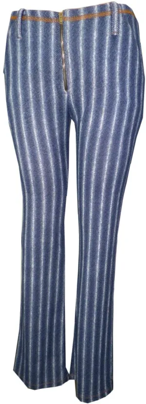 Knit Twill Boot Leg Pants With Front Zipper