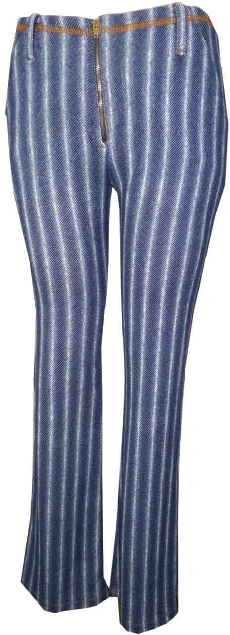 Knit Twill Boot Leg Pants With Front Zipper