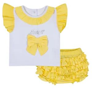 LITTLE A - Jazzy Pastel Hearts Poplin Jam Pant Set - Lemon