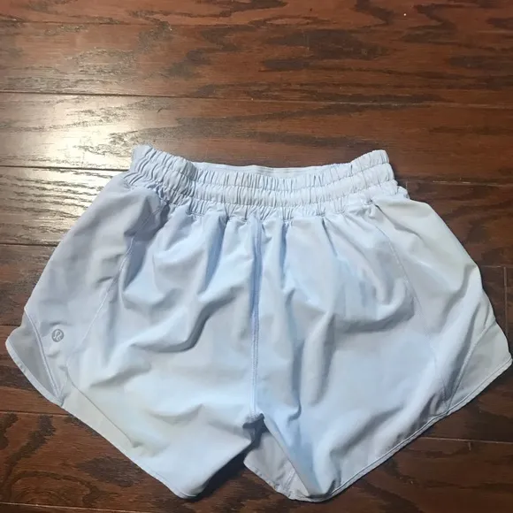 Lululemon Gray Athletic Shorts with Elastic Waistband and Curved Hem