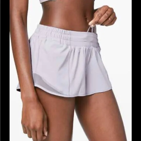 Lululemon Gray Athletic Shorts with Elastic Waistband and Curved Hem