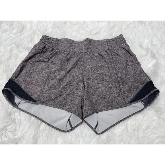 Lululemon Hotty Hot Short High Rise Long 4&quot; Heather Lux Multi Black Sz 10 Tall