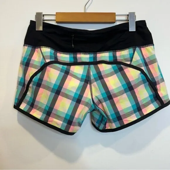 Lululemon Speed Short 2-way Stretch Wee Wheezy Check Bleached Coral Cadet Blue