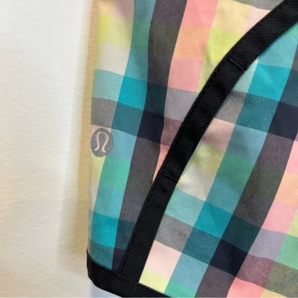 Lululemon Speed Short 2-way Stretch Wee Wheezy Check Bleached Coral Cadet Blue