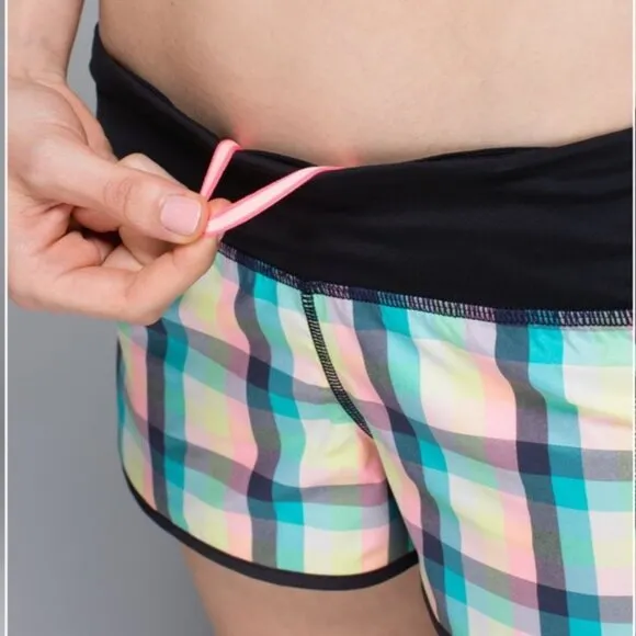 Lululemon Speed Short 2-way Stretch Wee Wheezy Check Bleached Coral Cadet Blue