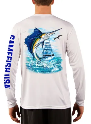 Men's UPF 50 Long Sleeve Microfiber Moisture Wicking Performance Fishing Shirt Sailfish
