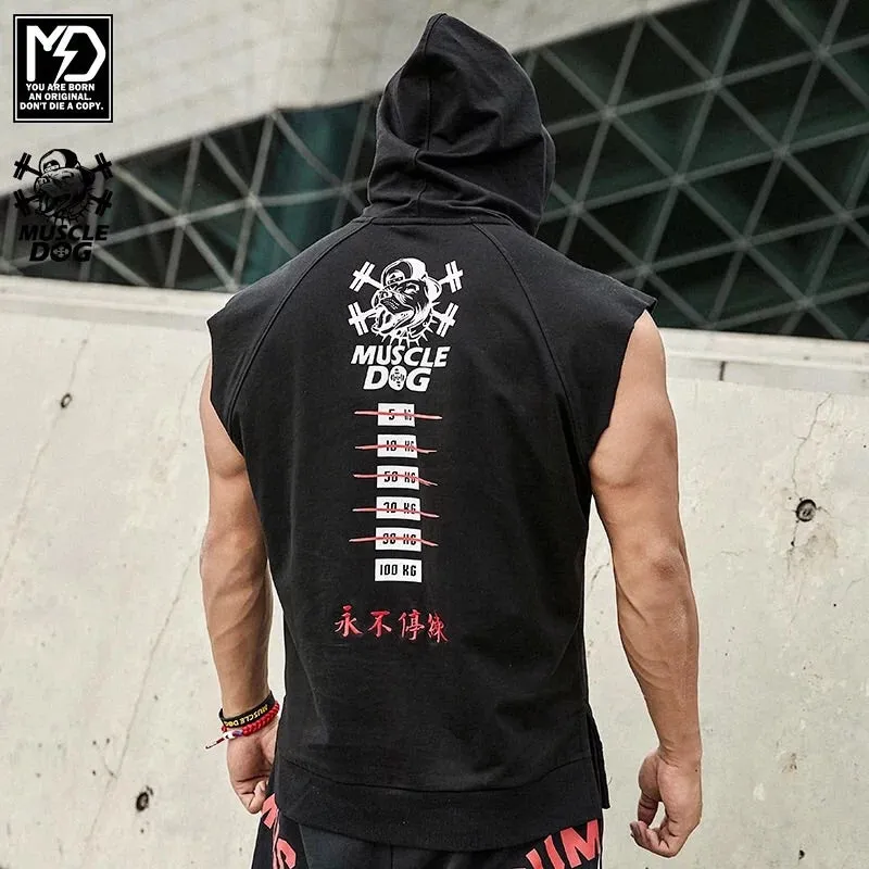 MuscleDog Sleeveless Hoodie With Kangaroo Pocket