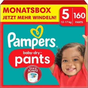 Pampers Windeln Pants Größe 5 (12-17kg) Baby-Dry, Junior , MONATSBOX, 160 Höschenwindeln