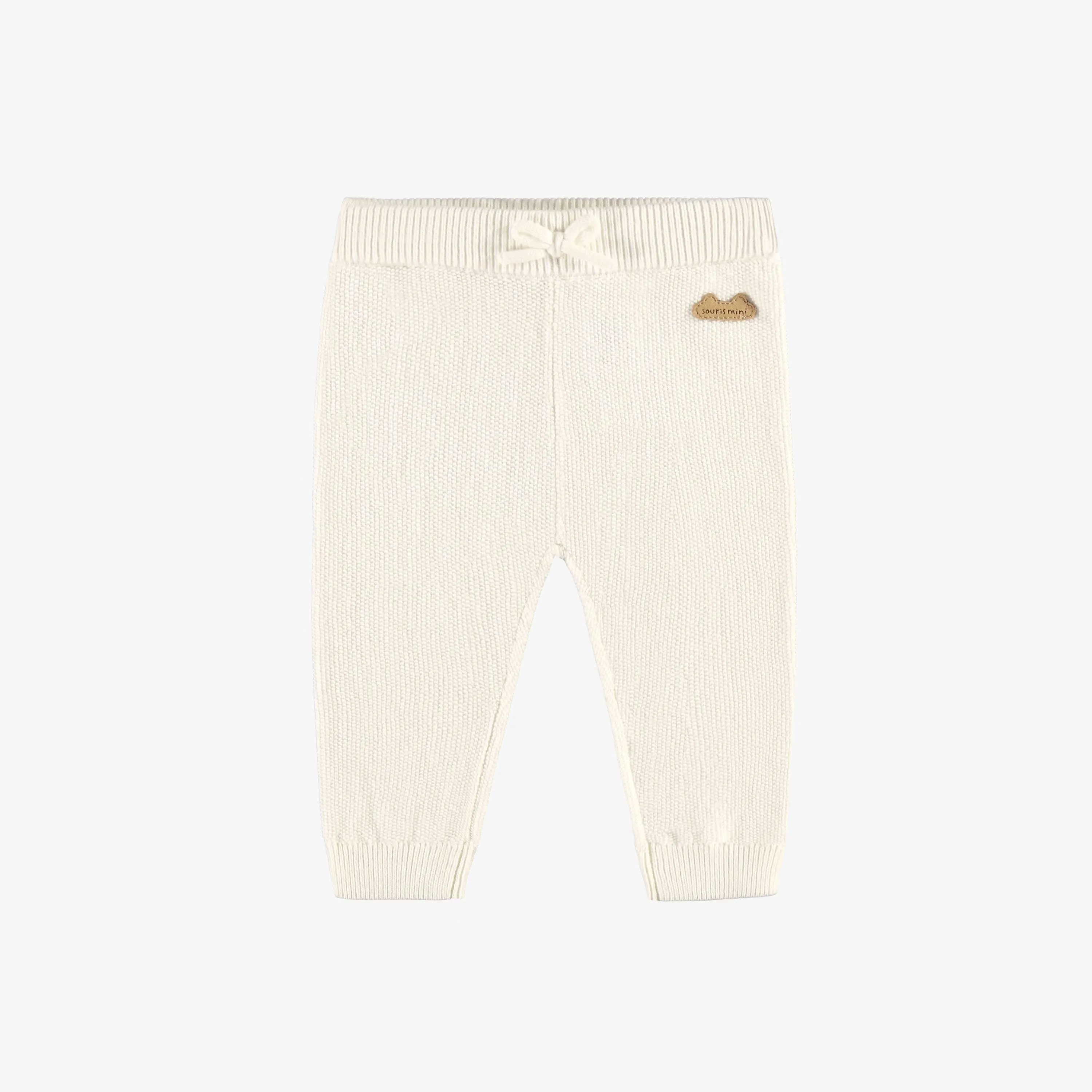 Pantalon crème en tricot, naissance||Cream knit pants, newborn