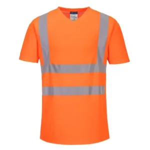 Portwest Hi Vis V-Neck Mesh Inserts Tee Shirt Hi Viz Comfort Cotton -S179