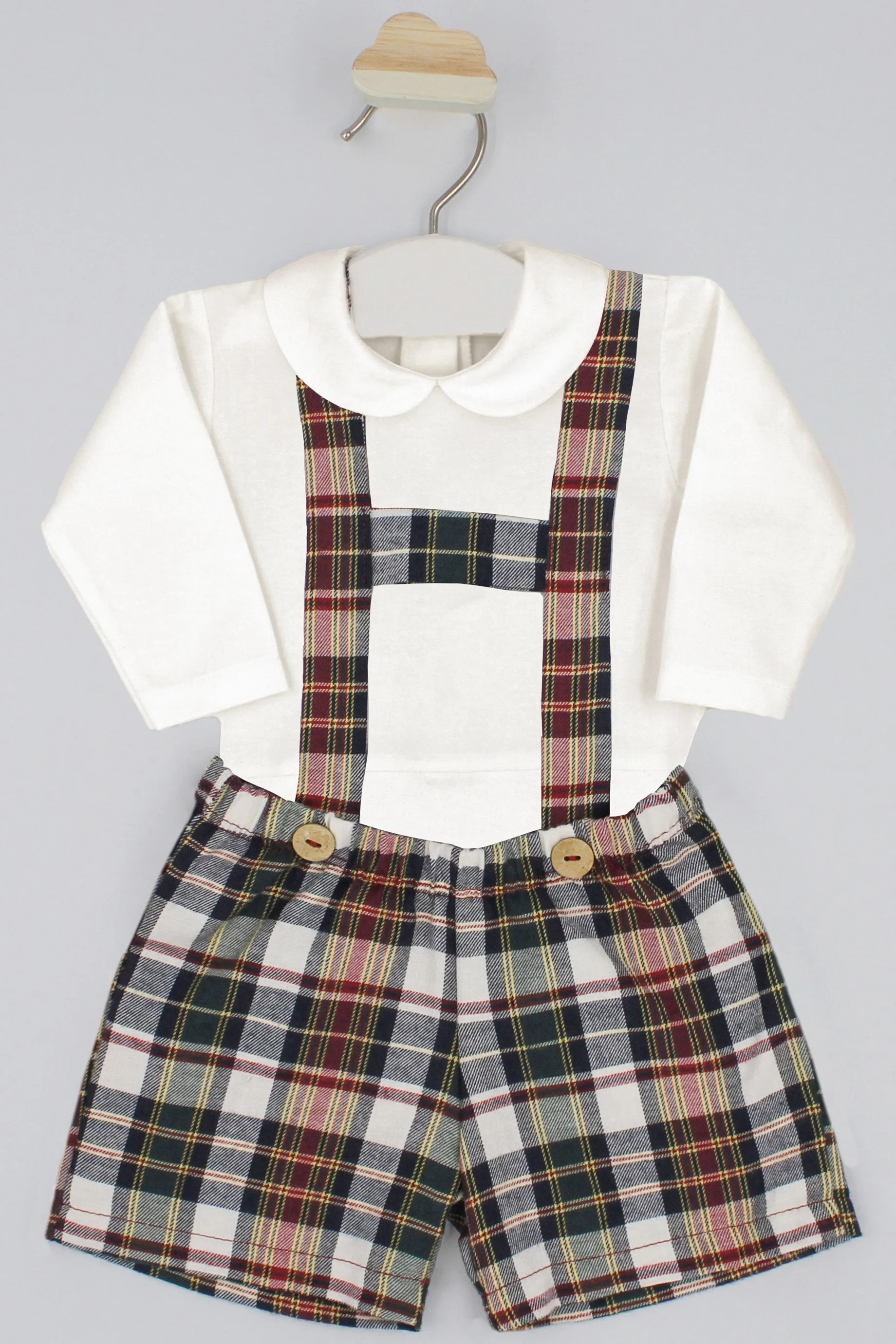"Brody" Bodysuit & Burgundy Tartan Shorts