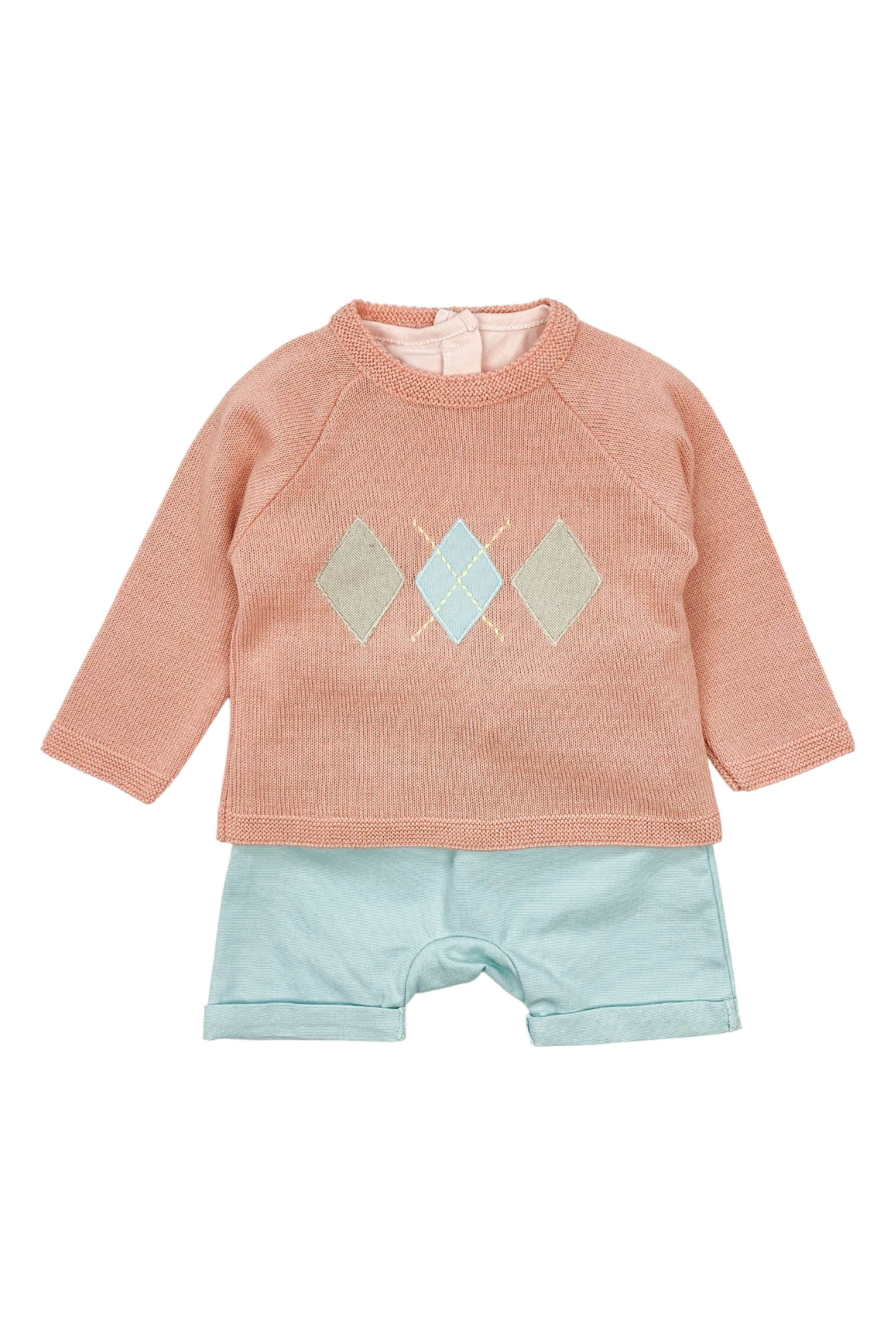 "Raphael" Coral Jumper, Top & Mint Shorts
