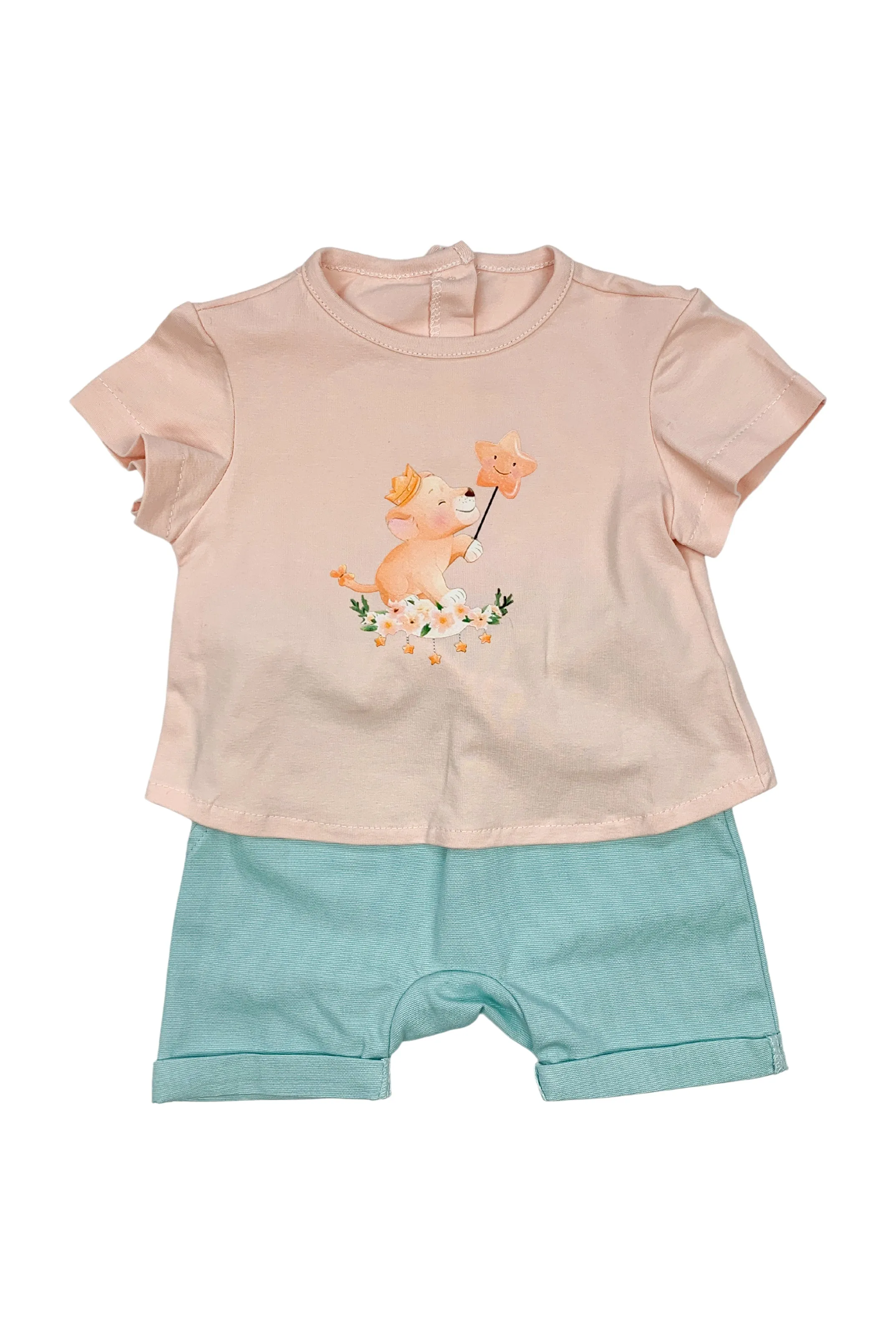 "Raphael" Coral Jumper, Top & Mint Shorts