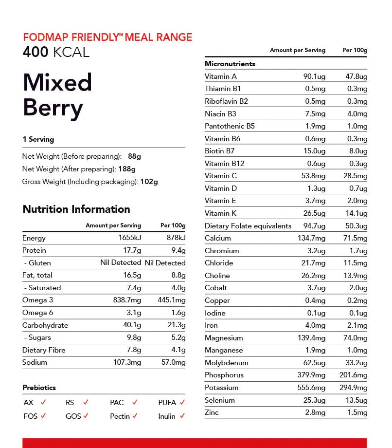 Radix Nutrition FODMAP Whey Based Breakfast Meal - 400kcal