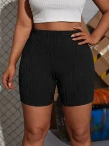 Rib Knit Black bike shorts