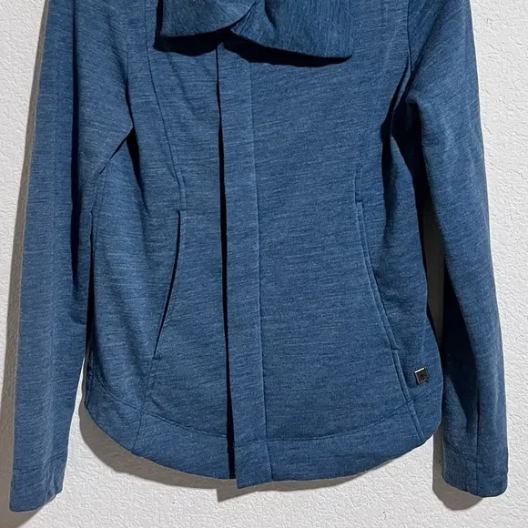 SmartWool Blue Merino Wool Front Zip Convertible Magnetic Collar Jacket Small