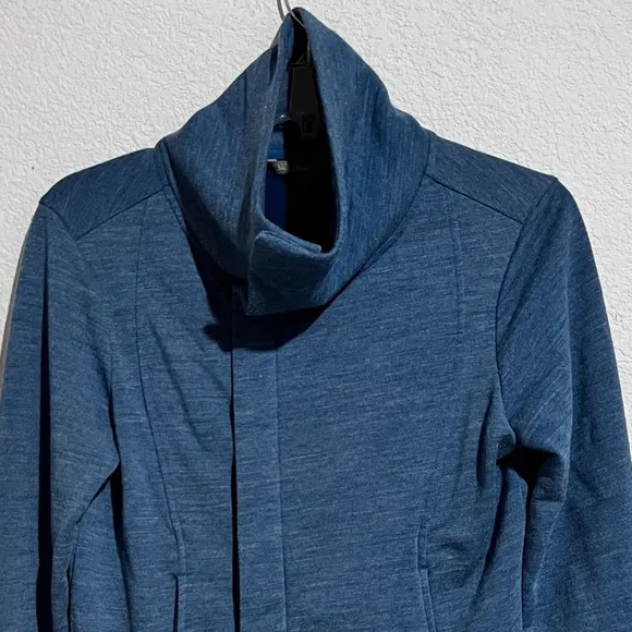 SmartWool Blue Merino Wool Front Zip Convertible Magnetic Collar Jacket Small