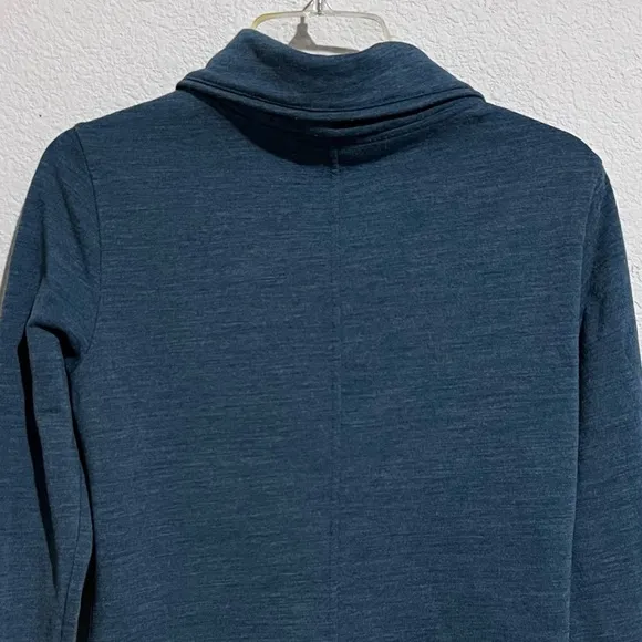SmartWool Blue Merino Wool Front Zip Convertible Magnetic Collar Jacket Small