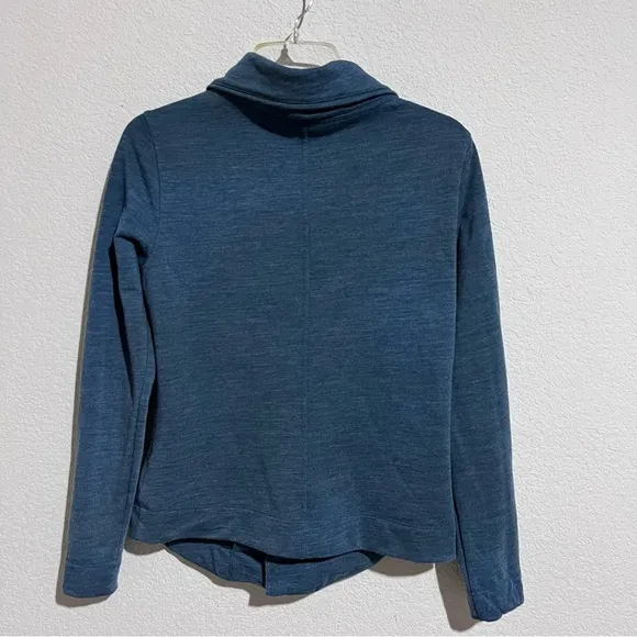 SmartWool Blue Merino Wool Front Zip Convertible Magnetic Collar Jacket Small
