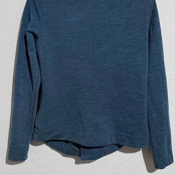 SmartWool Blue Merino Wool Front Zip Convertible Magnetic Collar Jacket Small